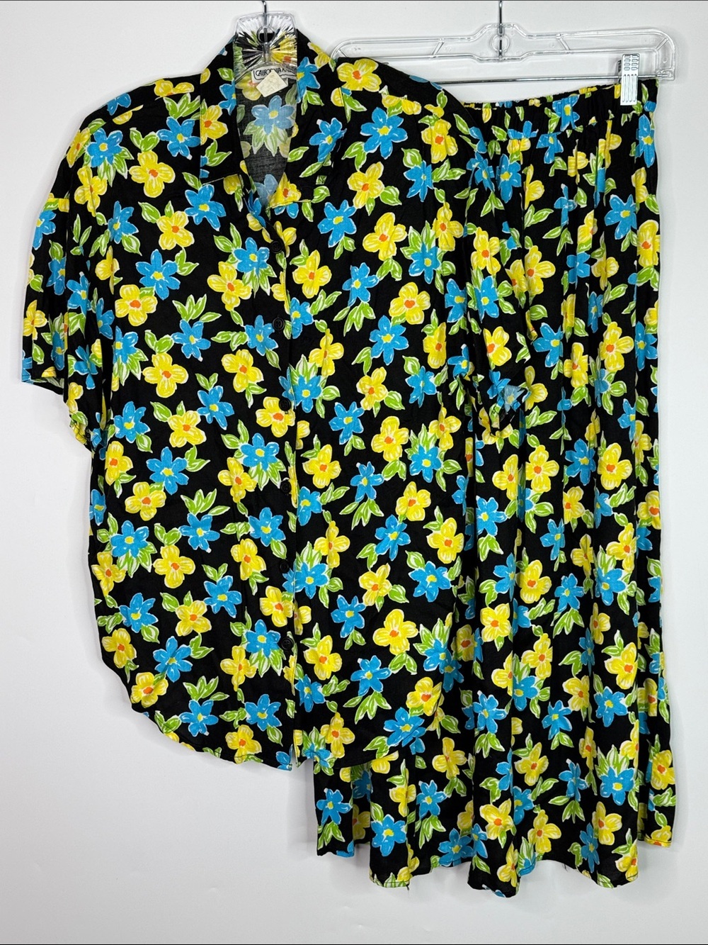 Vintage California Krush Floral Shirt Skirt Set 80s Size S/M 80s